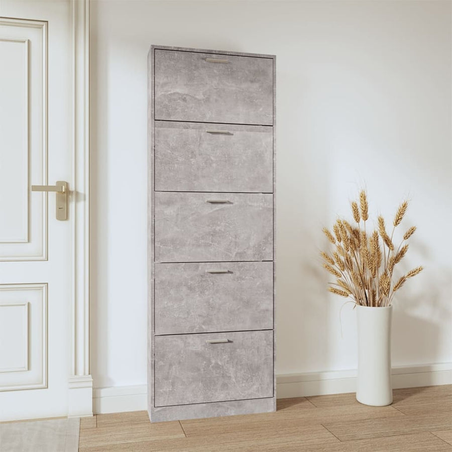 Schoenenkast 59x17x169 cm bewerkt hout betongrijs 59 x 17 x 169 cm Betongrijs