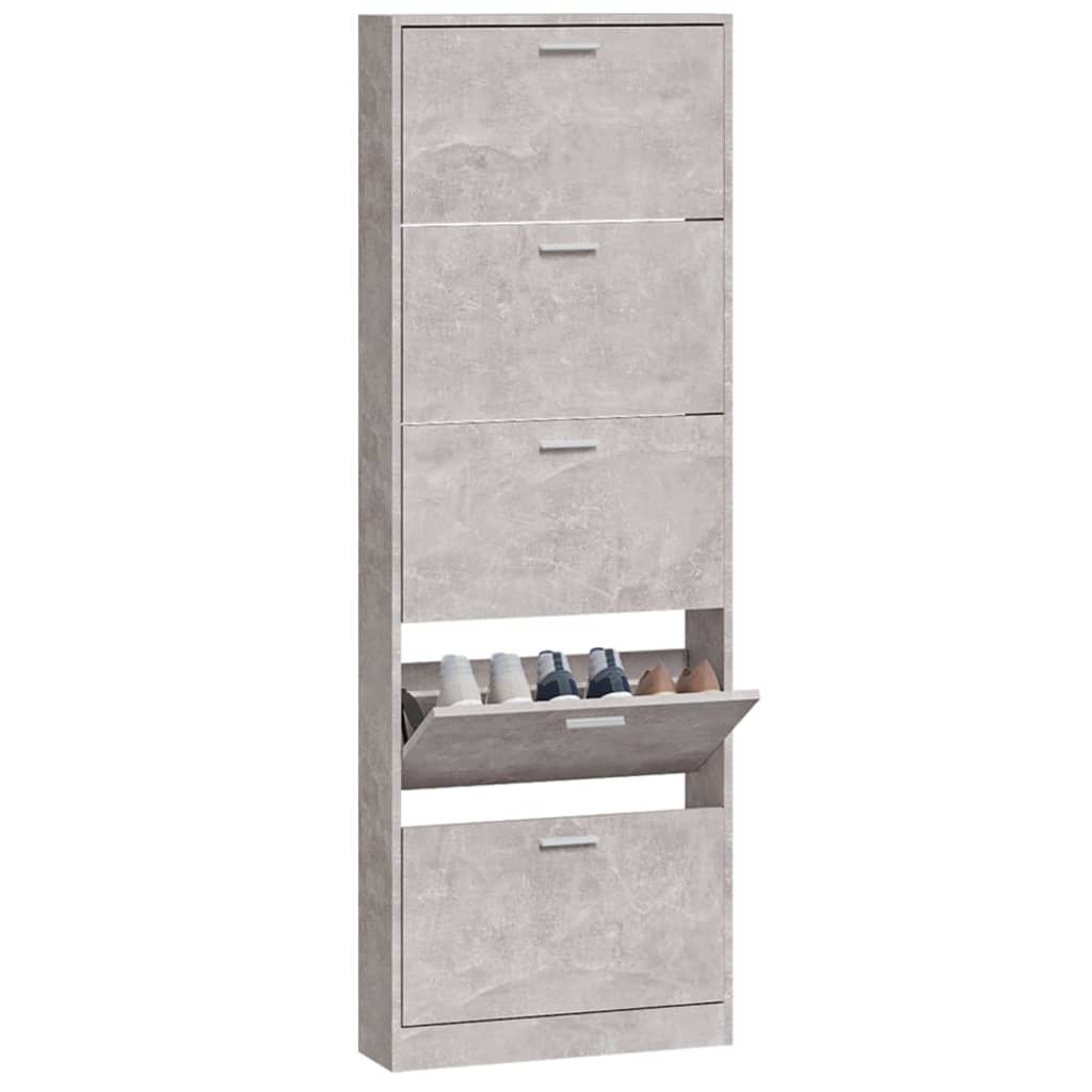 Schoenenkast 59x17x169 cm bewerkt hout betongrijs 59 x 17 x 169 cm Betongrijs