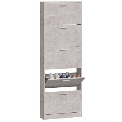 Schoenenkast 59x17x169 cm bewerkt hout betongrijs 59 x 17 x 169 cm Betongrijs