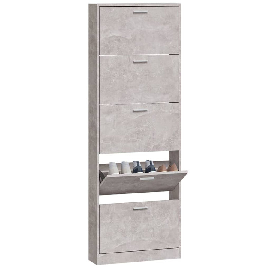Schoenenkast 59x17x169 cm bewerkt hout betongrijs 59 x 17 x 169 cm Betongrijs