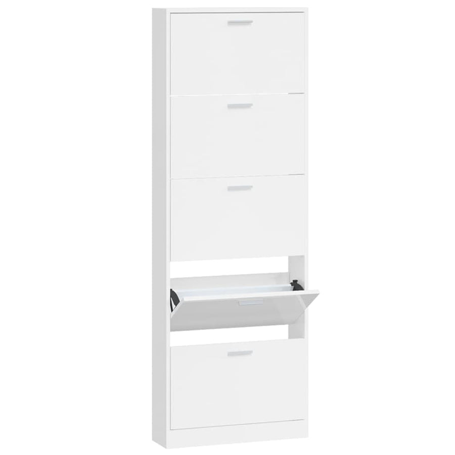 Schoenenkast 59x17x169 cm bewerkt hout hoogglans wit 59 x 17 x 169 cm Hoogglans wit