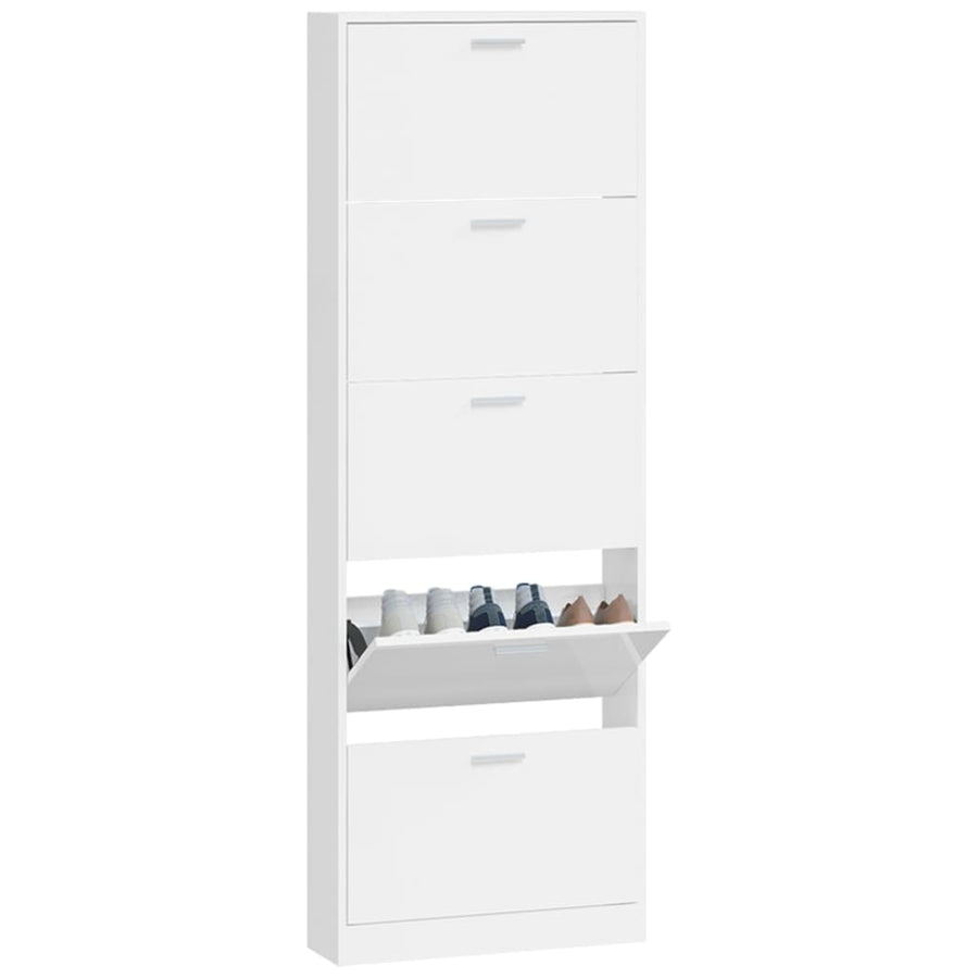Schoenenkast 59x17x169 cm bewerkt hout hoogglans wit 59 x 17 x 169 cm Hoogglans wit