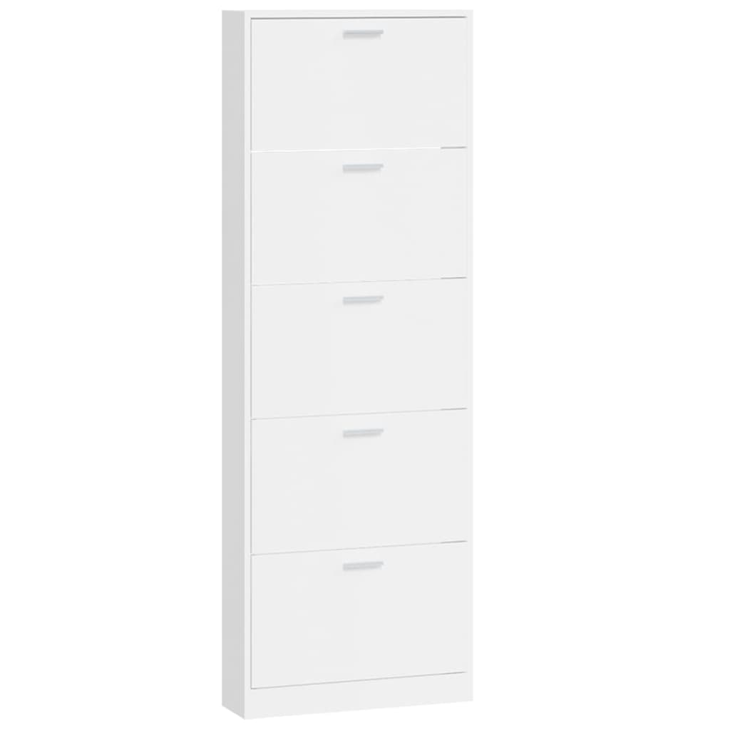 Schoenenkast 59x17x169 cm bewerkt hout hoogglans wit 59 x 17 x 169 cm Hoogglans wit