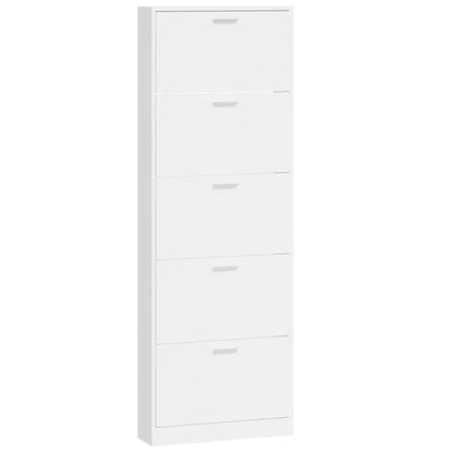 Schoenenkast 59x17x169 cm bewerkt hout hoogglans wit 59 x 17 x 169 cm Hoogglans wit