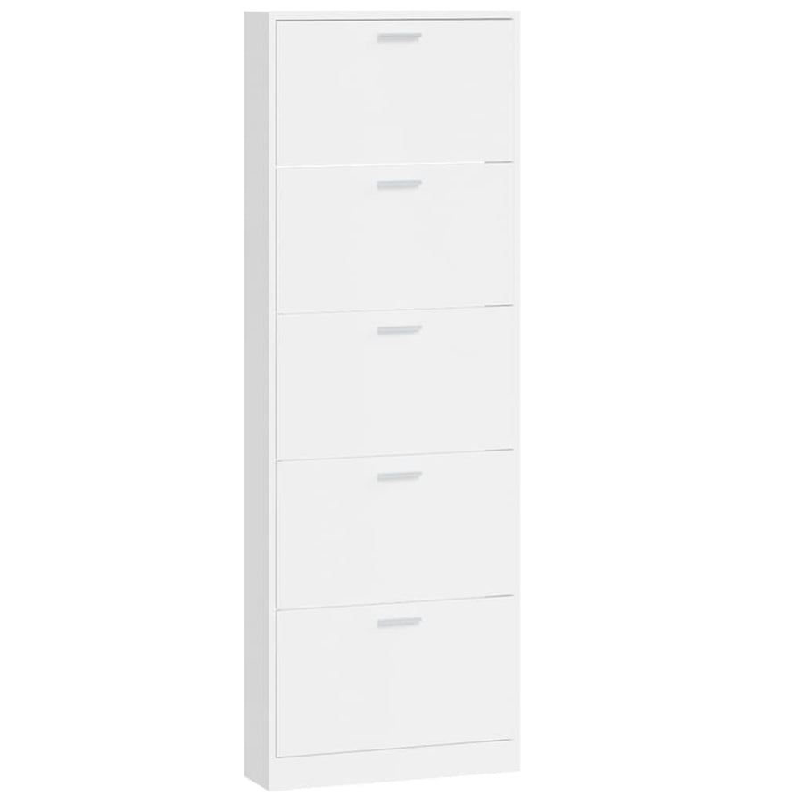 Schoenenkast 59x17x169 cm bewerkt hout hoogglans wit 59 x 17 x 169 cm Hoogglans wit