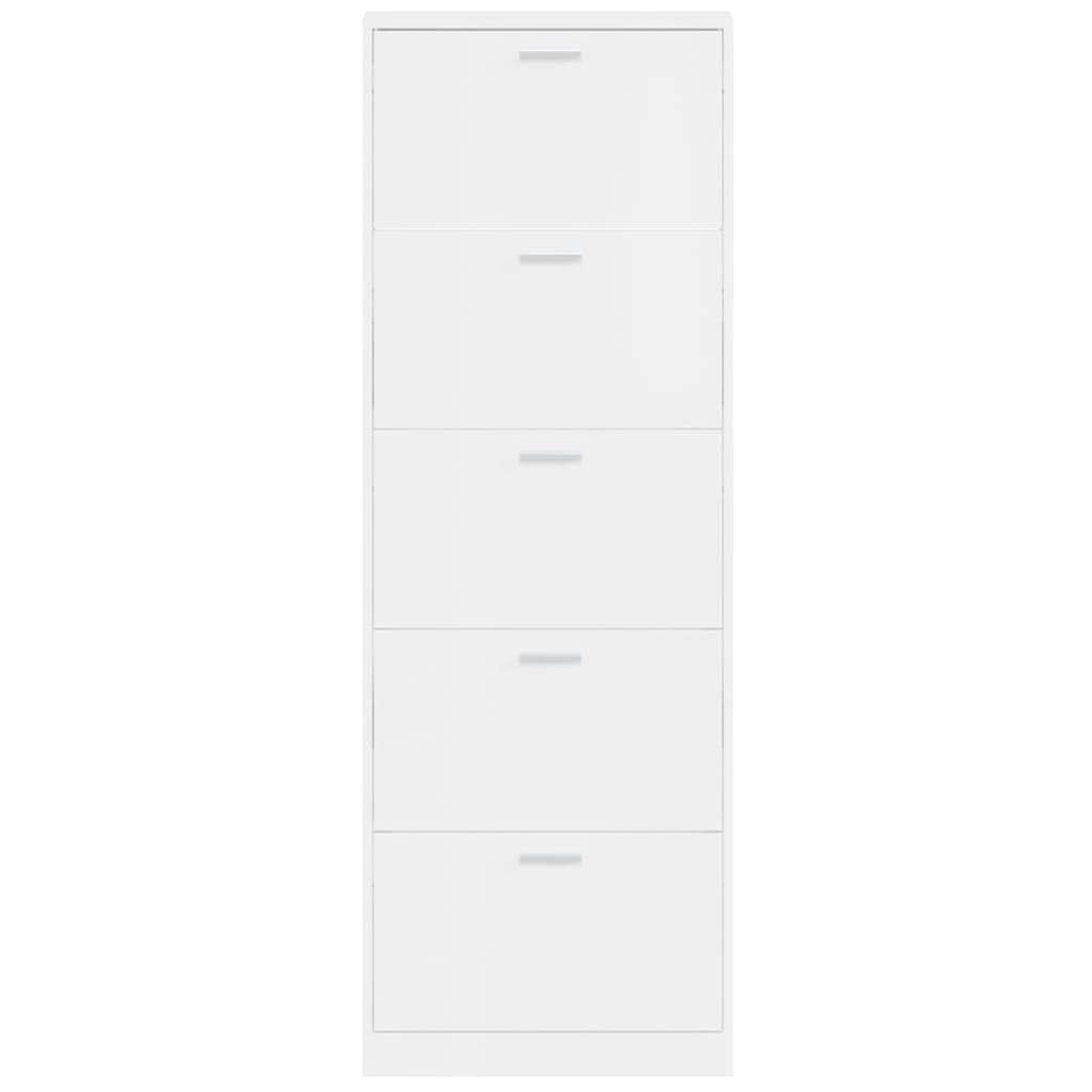 Schoenenkast 59x17x169 cm bewerkt hout hoogglans wit 59 x 17 x 169 cm Hoogglans wit