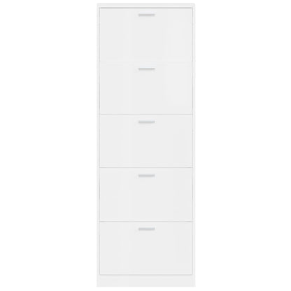 Schoenenkast 59x17x169 cm bewerkt hout hoogglans wit 59 x 17 x 169 cm Hoogglans wit