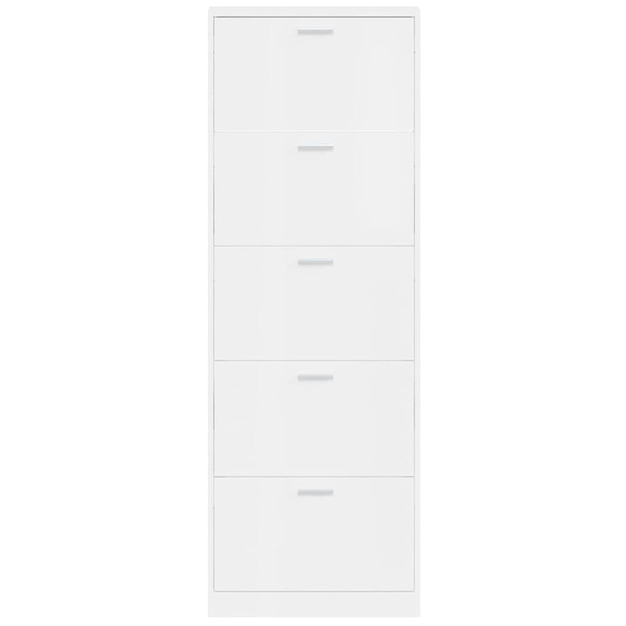 Schoenenkast 59x17x169 cm bewerkt hout hoogglans wit 59 x 17 x 169 cm Hoogglans wit
