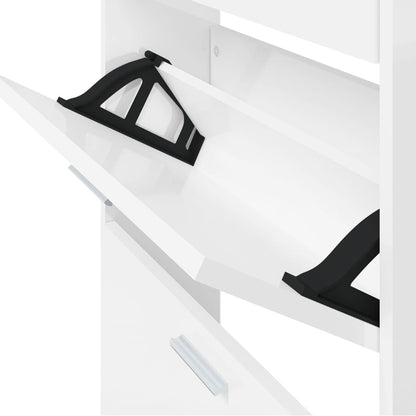 Schoenenkast 59x17x169 cm bewerkt hout hoogglans wit 59 x 17 x 169 cm Hoogglans wit