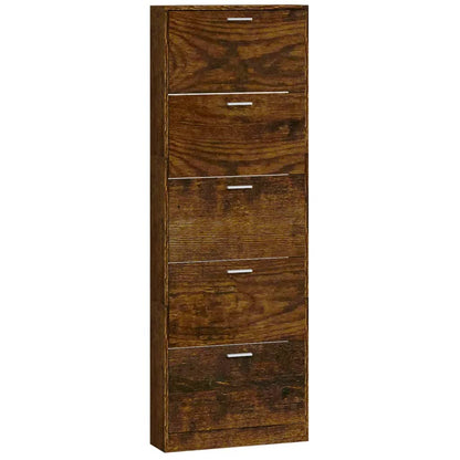 Schoenenkast 59x17x169 cm bewerkt hout gerookt eikenkleurig 59 x 17 x 169 cm Gerookt eiken