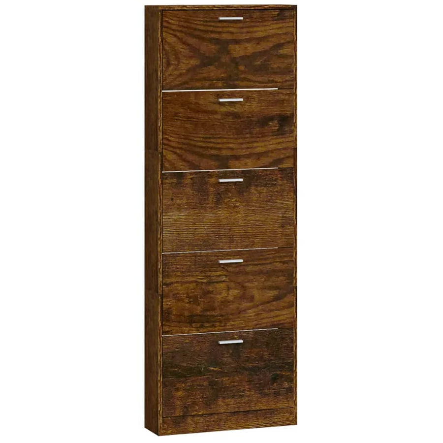 Schoenenkast 59x17x169 cm bewerkt hout gerookt eikenkleurig 59 x 17 x 169 cm Gerookt eiken