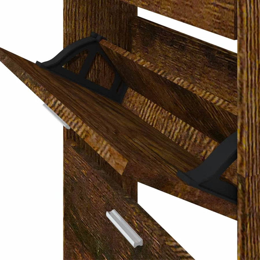 Schoenenkast 59x17x169 cm bewerkt hout gerookt eikenkleurig 59 x 17 x 169 cm Gerookt eiken