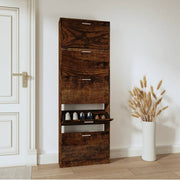 Schoenenkast 59x17x169 cm bewerkt hout gerookt eiken