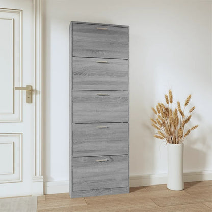 Schoenenkast 59x17x169 cm bewerkt hout grijs sonoma eikenkleur 59 x 17 x 169 cm Grijs sonoma