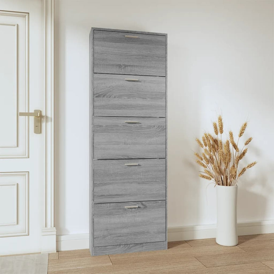 Schoenenkast 59x17x169 cm bewerkt hout grijs sonoma eikenkleur 59 x 17 x 169 cm Grijs sonoma
