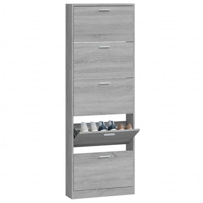 Schoenenkast 59x17x169 cm bewerkt hout grijs sonoma eikenkleur 59 x 17 x 169 cm Grijs sonoma