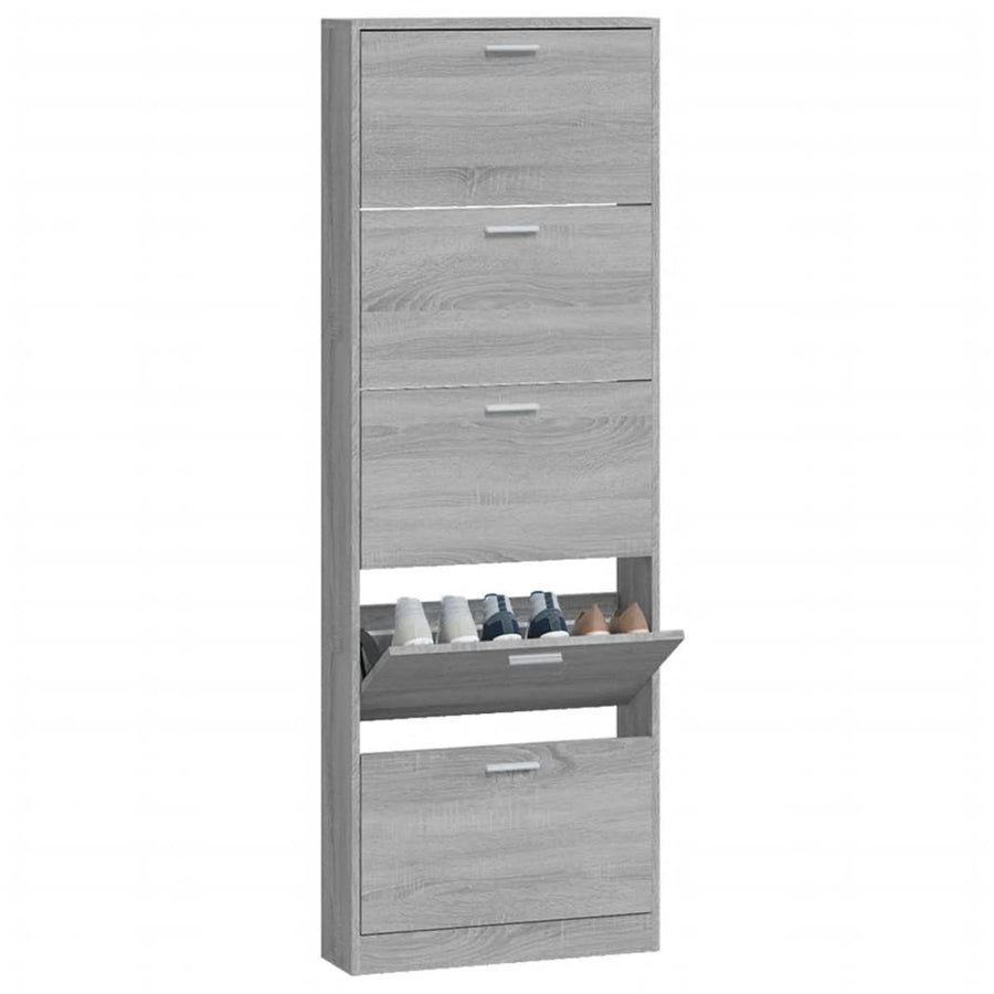 Schoenenkast 59x17x169 cm bewerkt hout grijs sonoma eikenkleur 59 x 17 x 169 cm Grijs sonoma