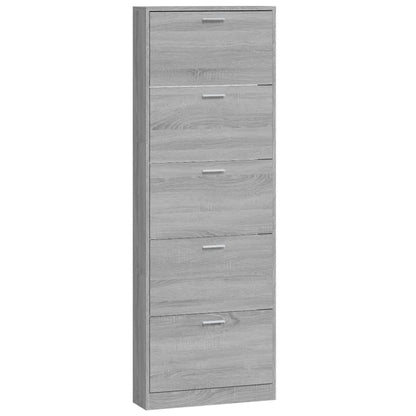 Schoenenkast 59x17x169 cm bewerkt hout grijs sonoma eikenkleur 59 x 17 x 169 cm Grijs sonoma