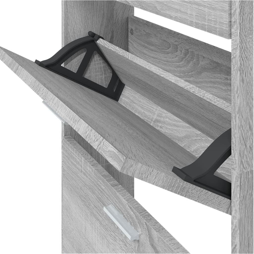 Schoenenkast 59x17x169 cm bewerkt hout grijs sonoma eikenkleur 59 x 17 x 169 cm Grijs sonoma