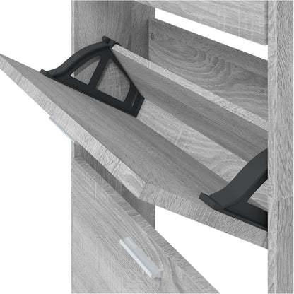 Schoenenkast 59x17x169 cm bewerkt hout grijs sonoma eikenkleur 59 x 17 x 169 cm Grijs sonoma