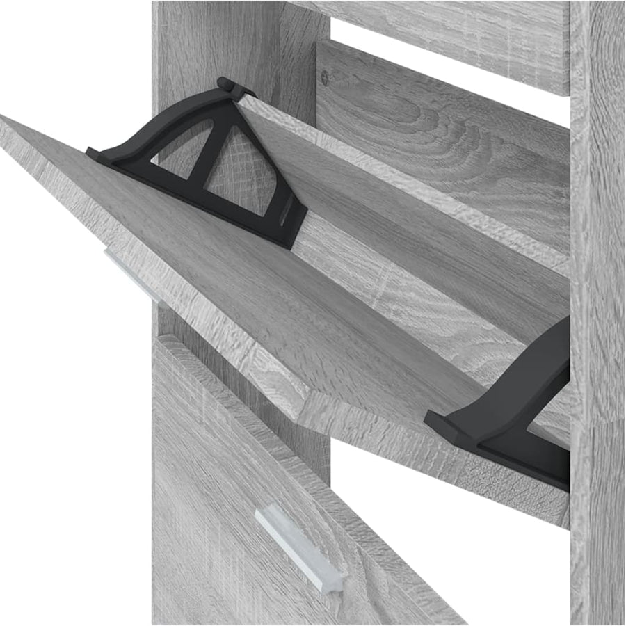 Schoenenkast 59x17x169 cm bewerkt hout grijs sonoma eikenkleur 59 x 17 x 169 cm Grijs sonoma