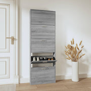 Schoenenkast 59x17x169 cm bewerkt hout grijs