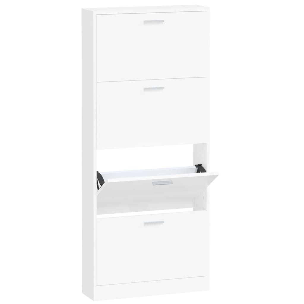 Schoenenkast 59x17x150 cm bewerkt hout wit 59 x 17 x 150 cm Wit