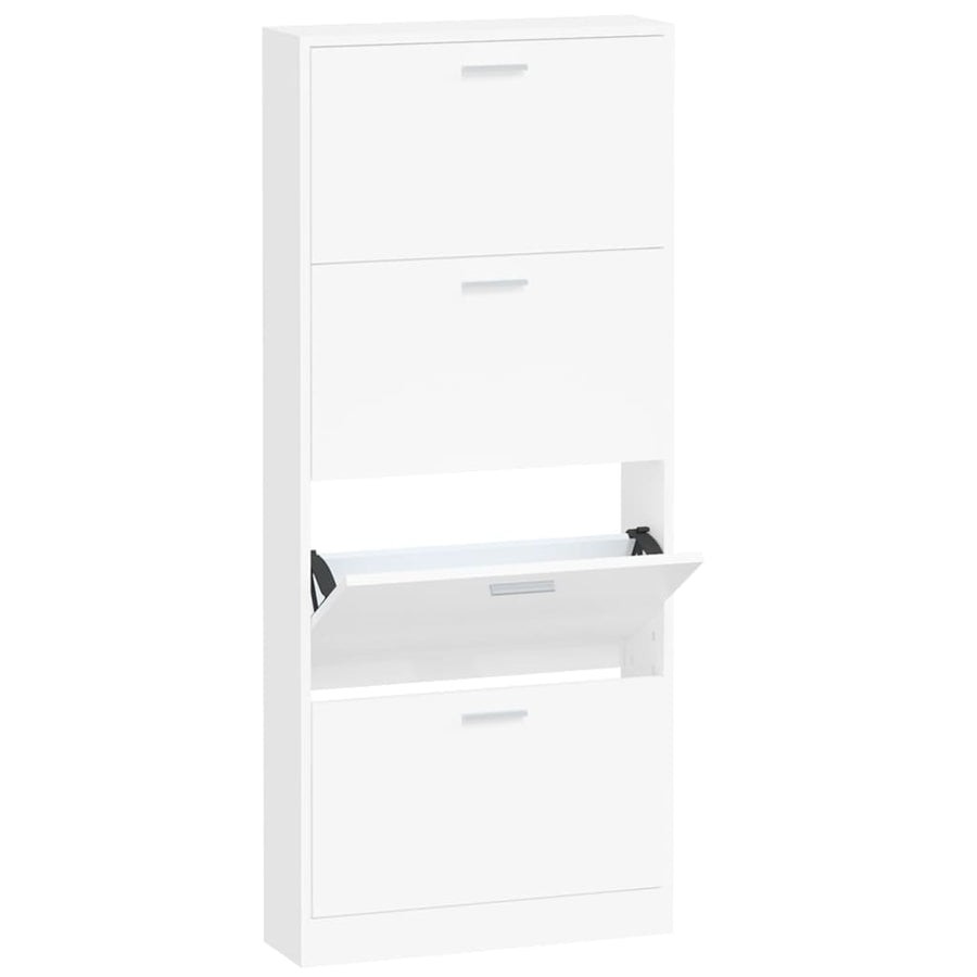 Schoenenkast 59x17x150 cm bewerkt hout wit 59 x 17 x 150 cm Wit