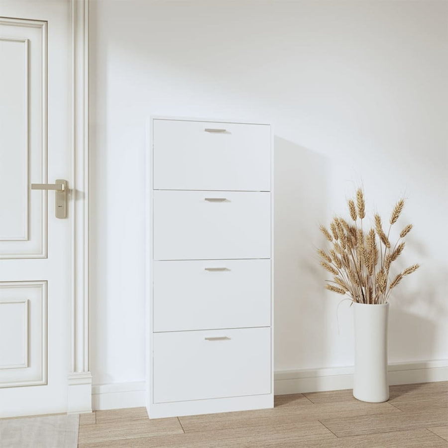 Schoenenkast 59x17x150 cm bewerkt hout wit 59 x 17 x 150 cm Wit