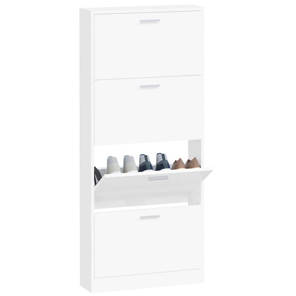Schoenenkast 59x17x150 cm bewerkt hout wit 59 x 17 x 150 cm Wit