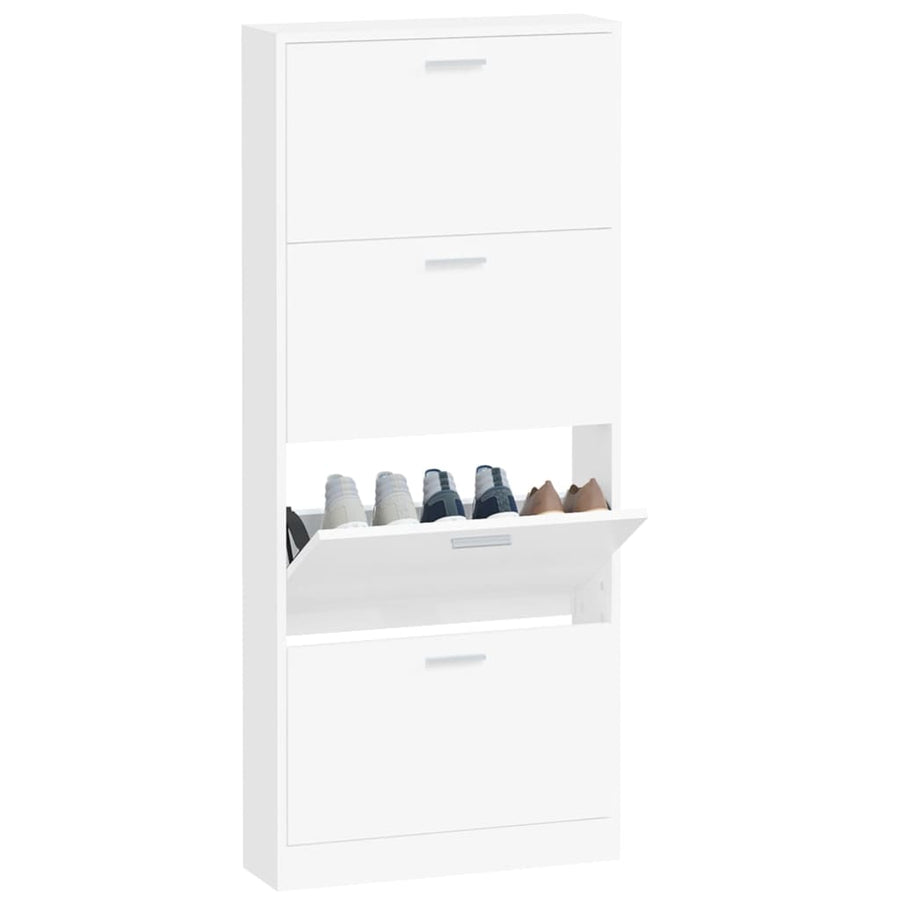 Schoenenkast 59x17x150 cm bewerkt hout wit 59 x 17 x 150 cm Wit