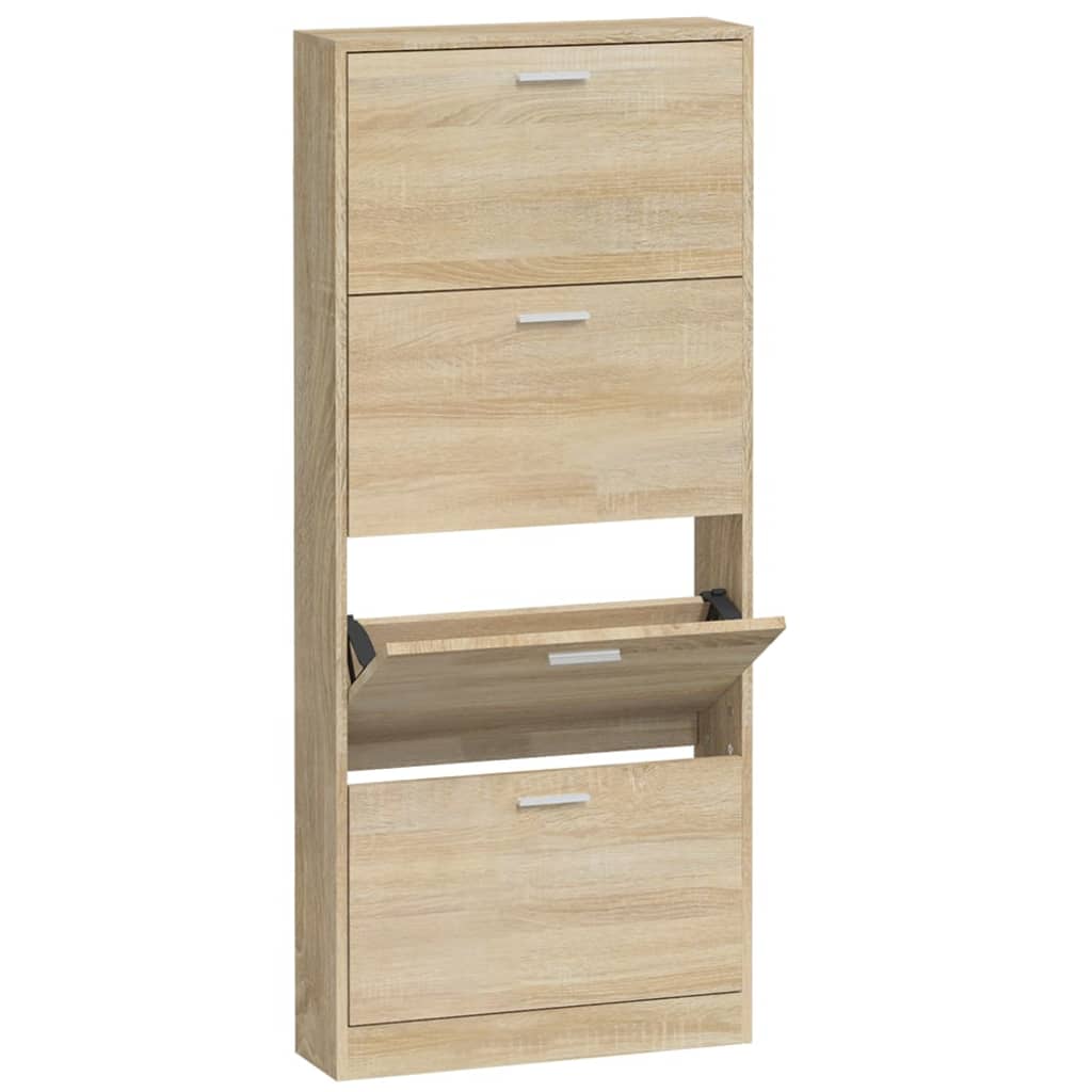 Schoenenkast 59x17x150 cm bewerkt hout eikenkleurig 59 x 17 x 150 cm Eiken