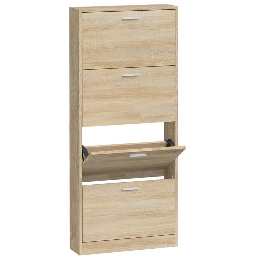 Schoenenkast 59x17x150 cm bewerkt hout eikenkleurig 59 x 17 x 150 cm Eiken