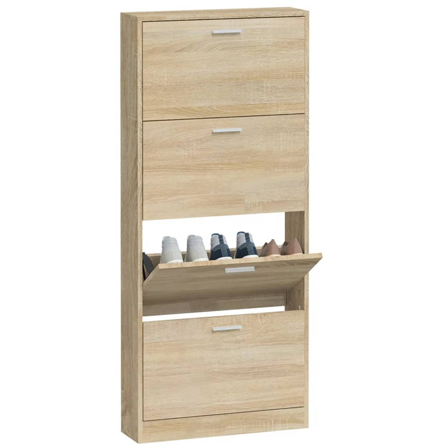 Schoenenkast 59x17x150 cm bewerkt hout eikenkleurig 59 x 17 x 150 cm Eiken