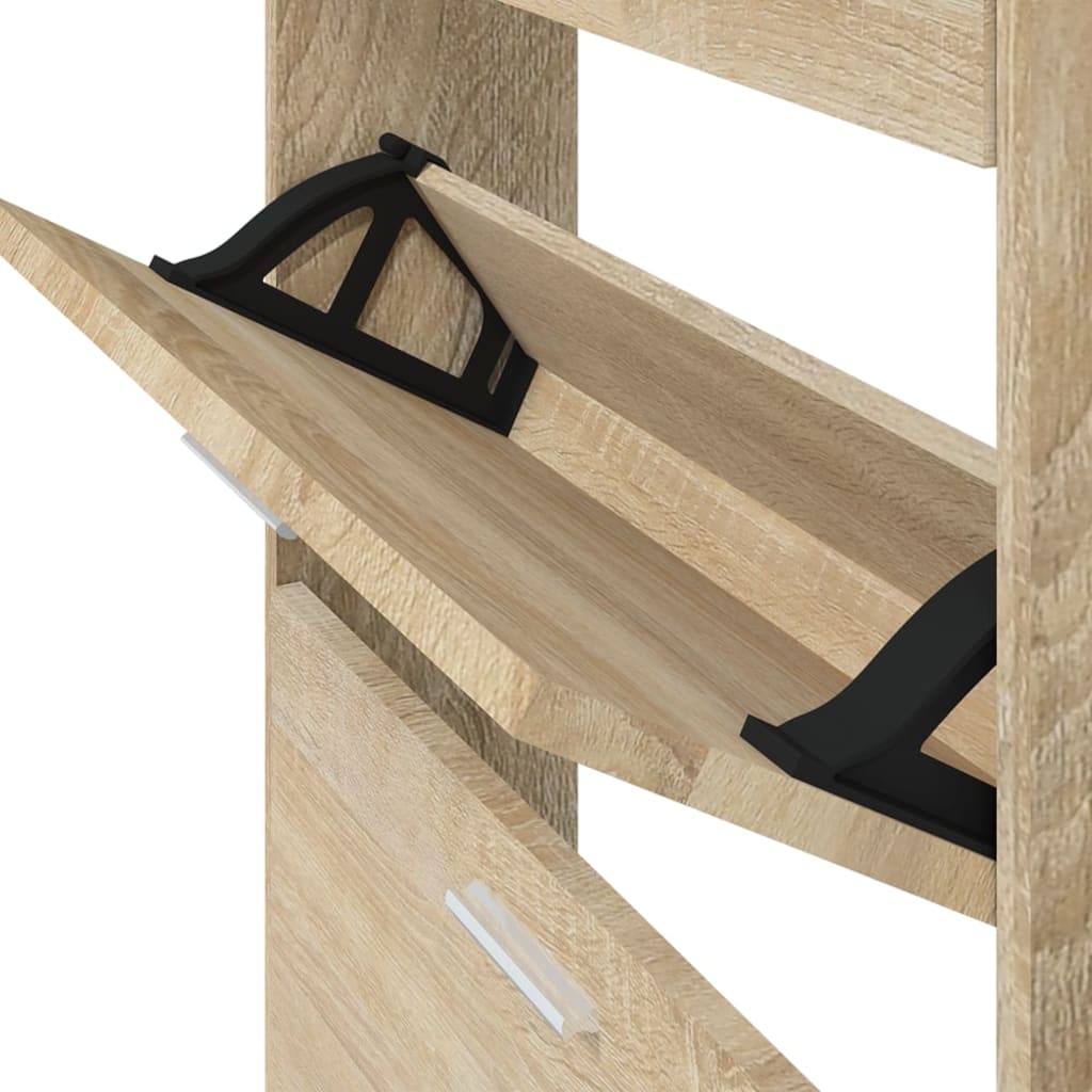 Schoenenkast 59x17x150 cm bewerkt hout eikenkleurig 59 x 17 x 150 cm Eiken