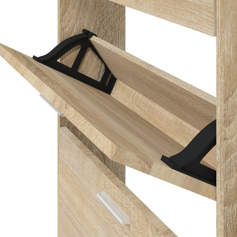 Schoenenkast 59x17x150 cm bewerkt hout eikenkleurig 59 x 17 x 150 cm Eiken