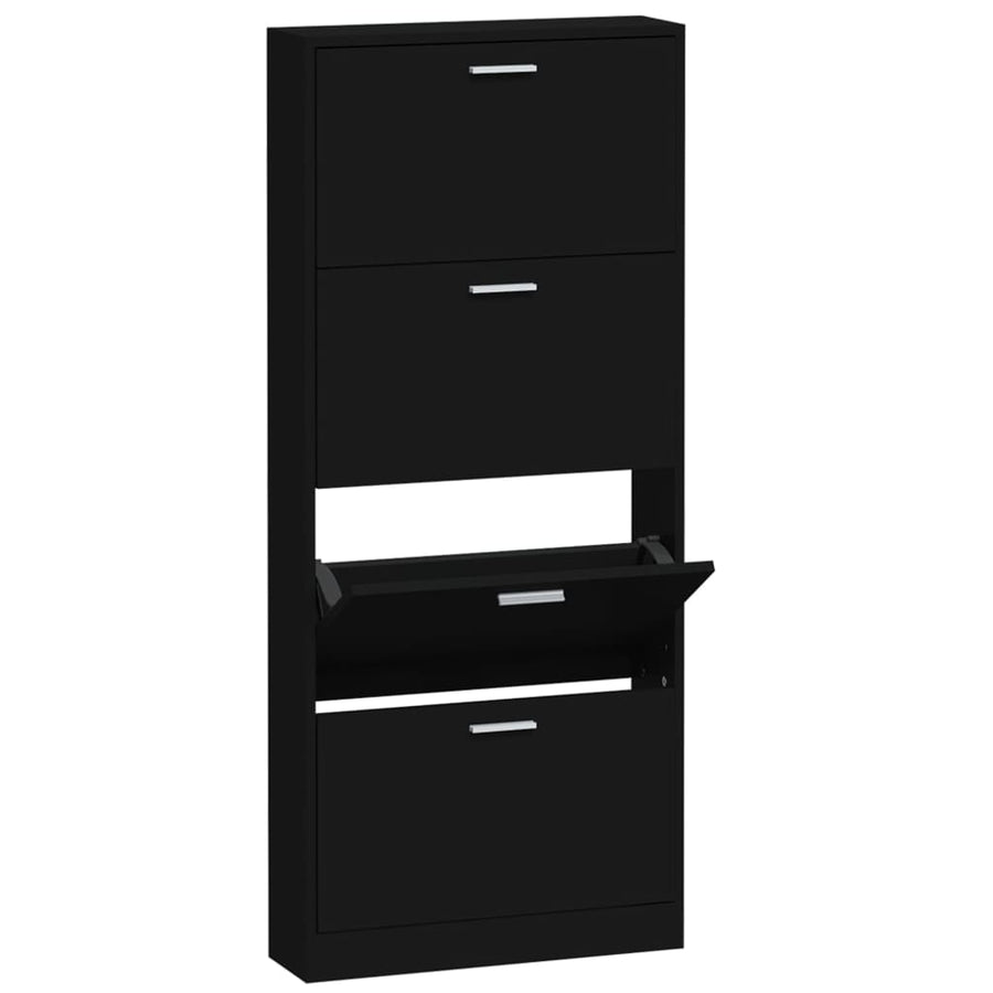 Schoenenkast 59x17x150 cm bewerkt hout zwart 59 x 17 x 150 cm Zwart