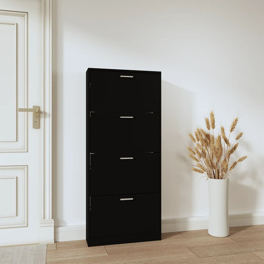 Schoenenkast 59x17x150 cm bewerkt hout zwart 59 x 17 x 150 cm Zwart