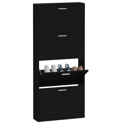 Schoenenkast 59x17x150 cm bewerkt hout zwart 59 x 17 x 150 cm Zwart