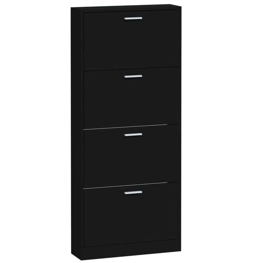 Schoenenkast 59x17x150 cm bewerkt hout zwart 59 x 17 x 150 cm Zwart