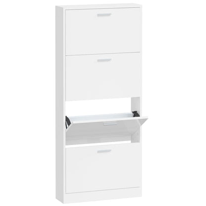 Schoenenkast 59x17x150 cm bewerkt hout hoogglans wit 59 x 17 x 150 cm Hoogglans wit