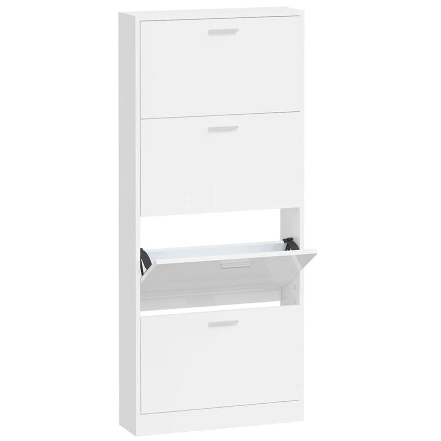 Schoenenkast 59x17x150 cm bewerkt hout hoogglans wit 59 x 17 x 150 cm Hoogglans wit