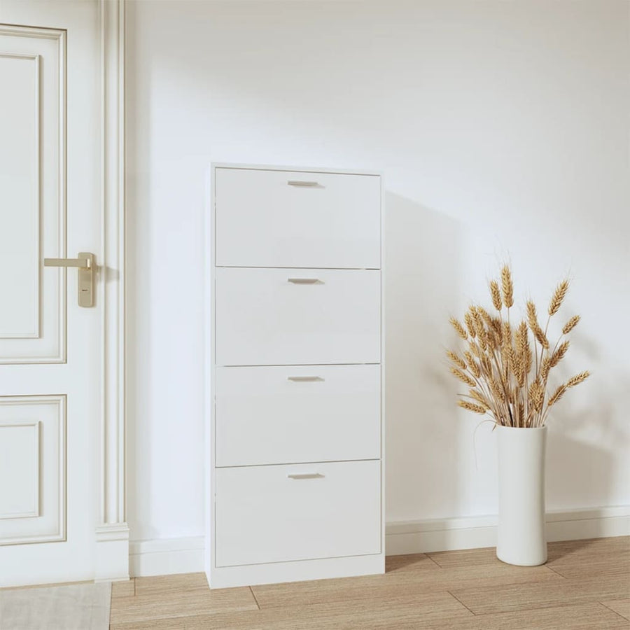 Schoenenkast 59x17x150 cm bewerkt hout hoogglans wit 59 x 17 x 150 cm Hoogglans wit