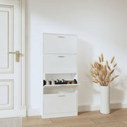 Schoenenkast 59x17x150 cm bewerkt hout hoogglans wit