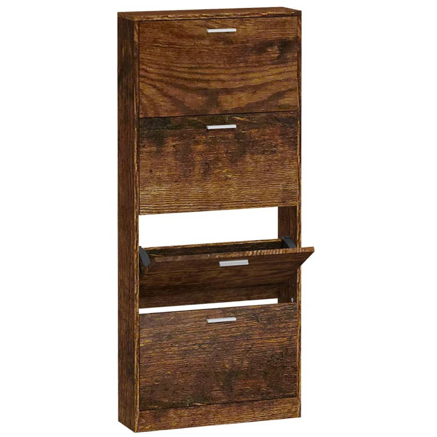 Schoenenkast 59x17x150 cm bewerkt hout gerookt eikenkleurig 59 x 17 x 150 cm Gerookt eiken
