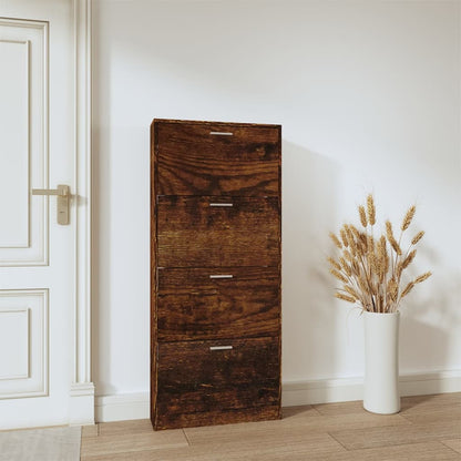 Schoenenkast 59x17x150 cm bewerkt hout gerookt eikenkleurig 59 x 17 x 150 cm Gerookt eiken