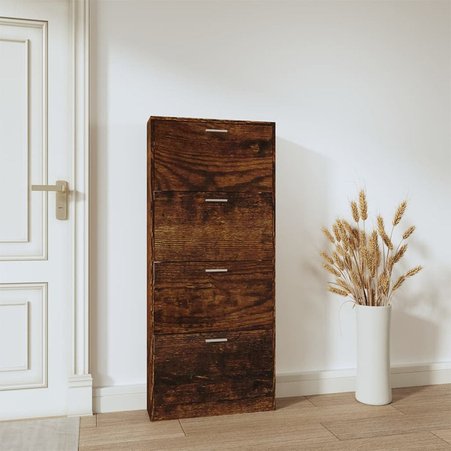 Schoenenkast 59x17x150 cm bewerkt hout gerookt eikenkleurig 59 x 17 x 150 cm Gerookt eiken