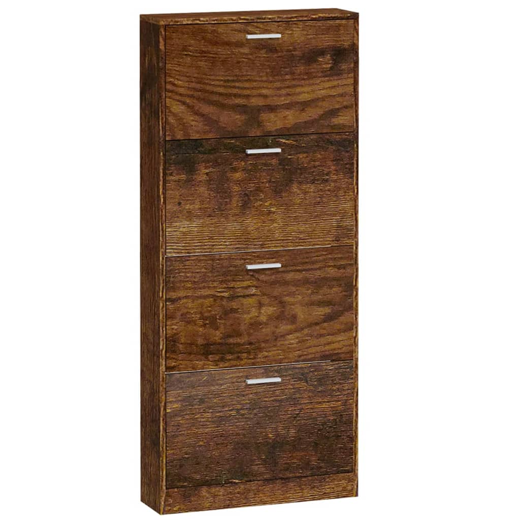 Schoenenkast 59x17x150 cm bewerkt hout gerookt eikenkleurig 59 x 17 x 150 cm Gerookt eiken