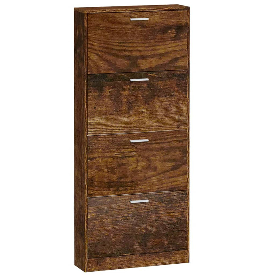 Schoenenkast 59x17x150 cm bewerkt hout gerookt eikenkleurig 59 x 17 x 150 cm Gerookt eiken