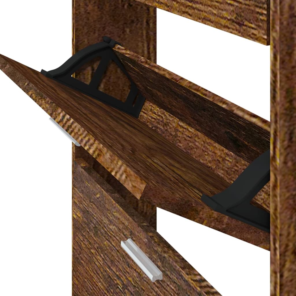 Schoenenkast 59x17x150 cm bewerkt hout gerookt eikenkleurig 59 x 17 x 150 cm Gerookt eiken